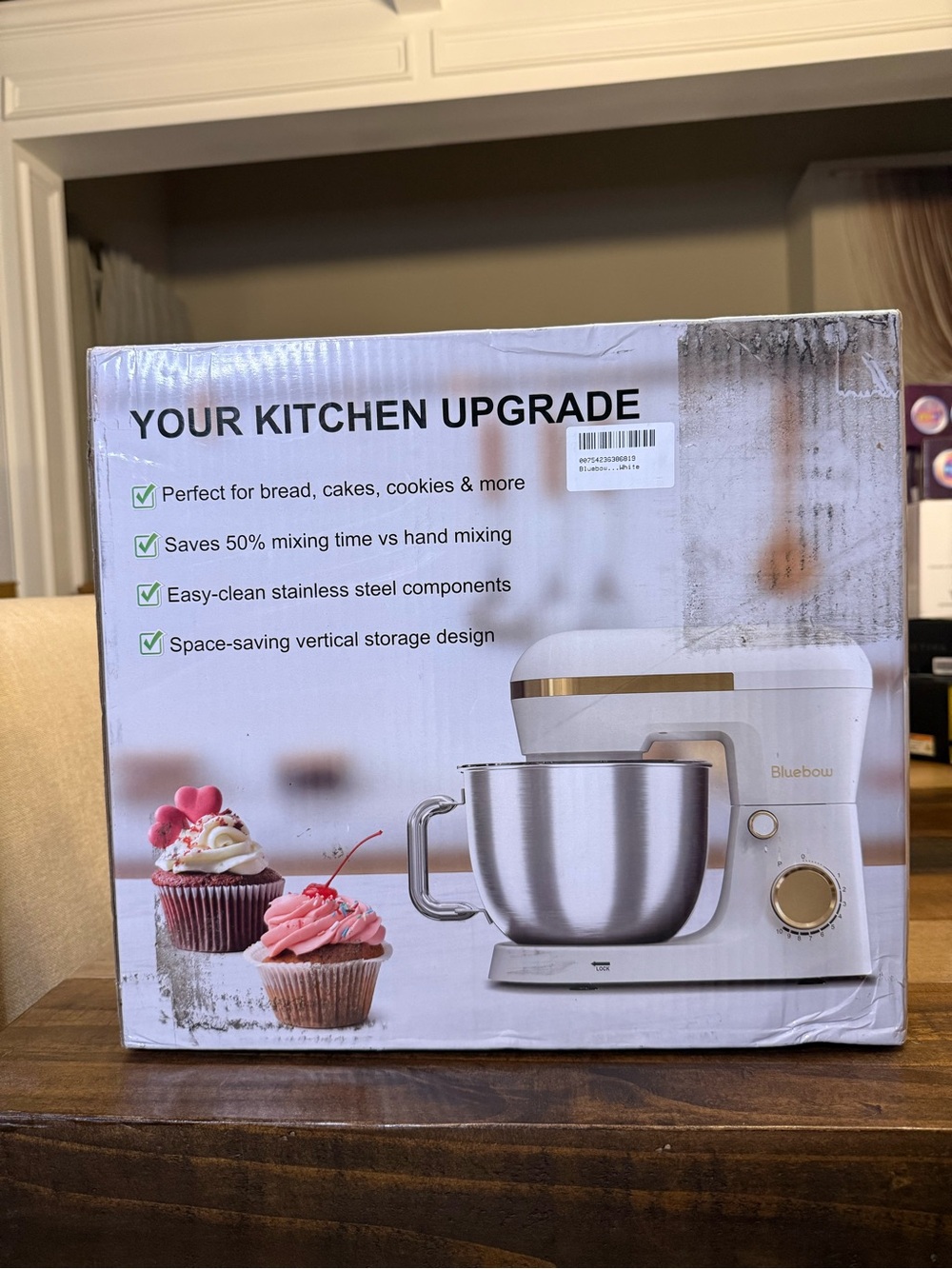 Bluebow SM-1541 6.5 qt Stand Mixer White 300W 10-Speed Control + Pulse
